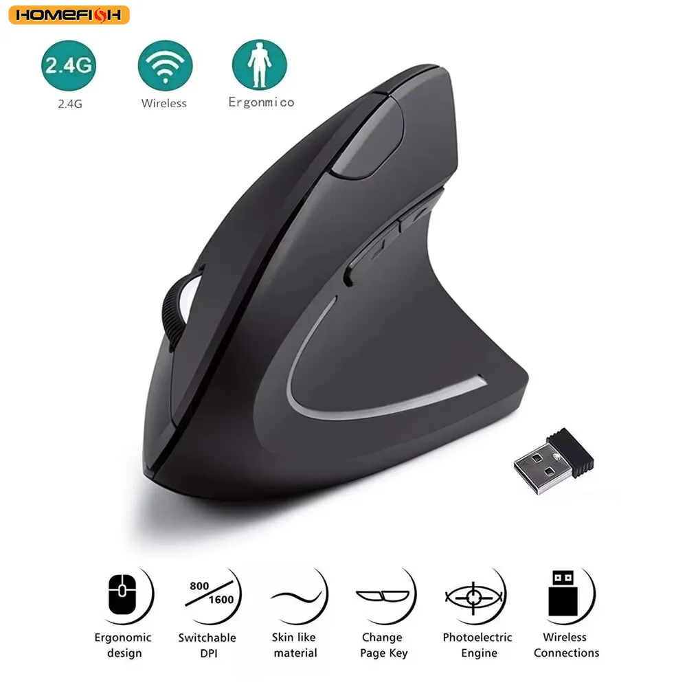 Ratón Vertical Ergonómico Inalámbrico de 2.4GHz HOMEFISH